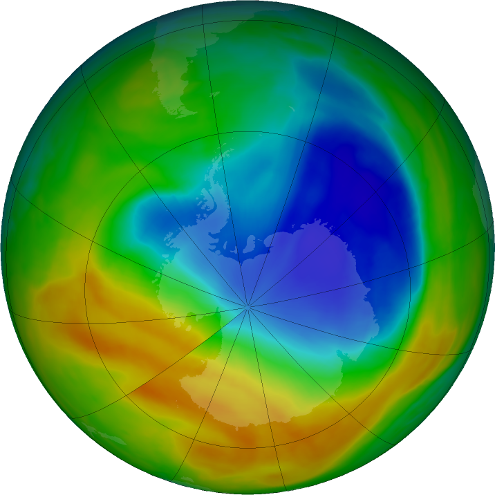 Antarctic ozone map for 28 October 2017